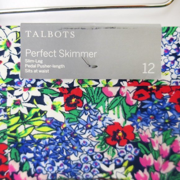 Talbots Perfect Skimmer Floral Capri Pant Size 12 - Picture 9 of 11